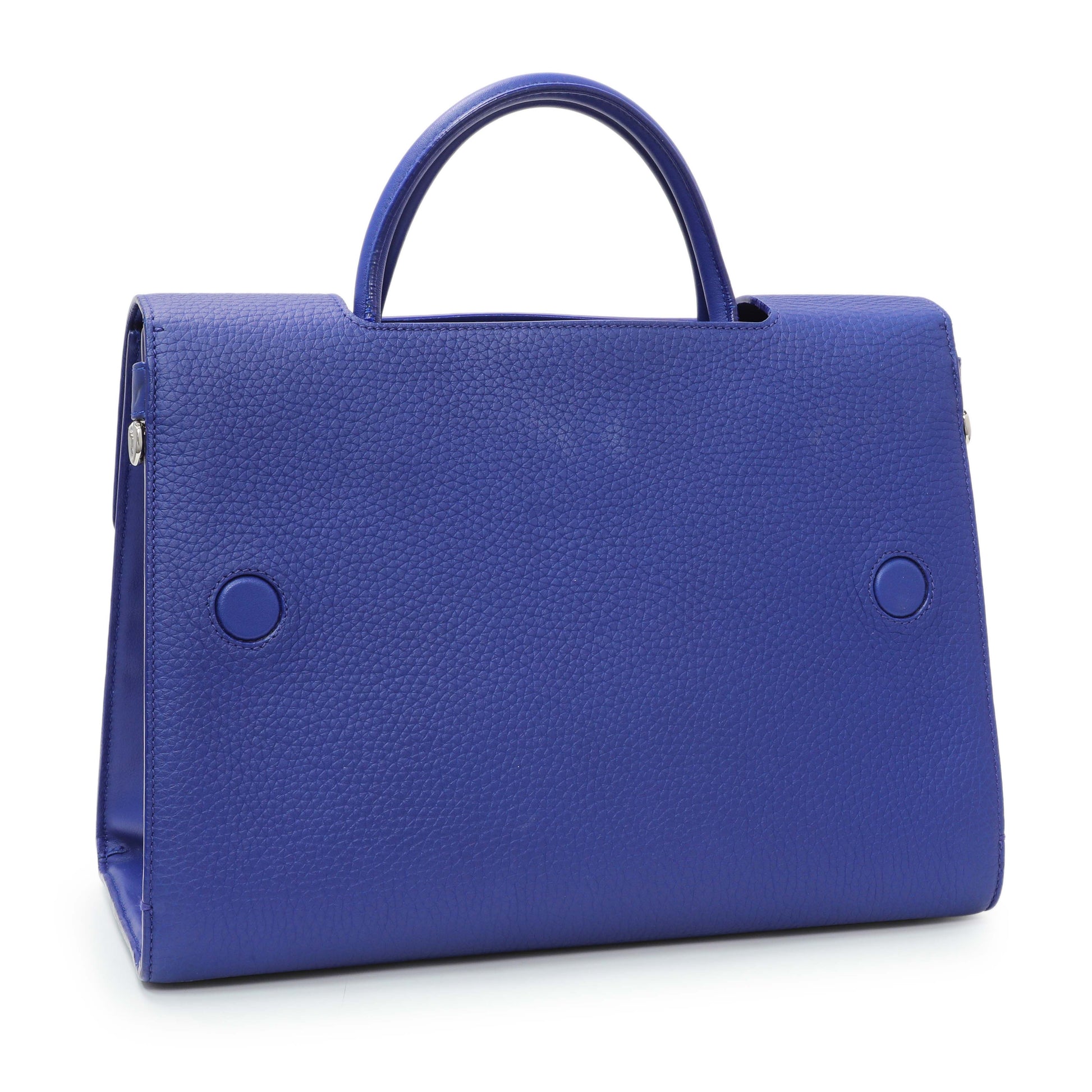 Exclusive Christian Dior Blue Bullcalf Medium Diorever Flap — Side View