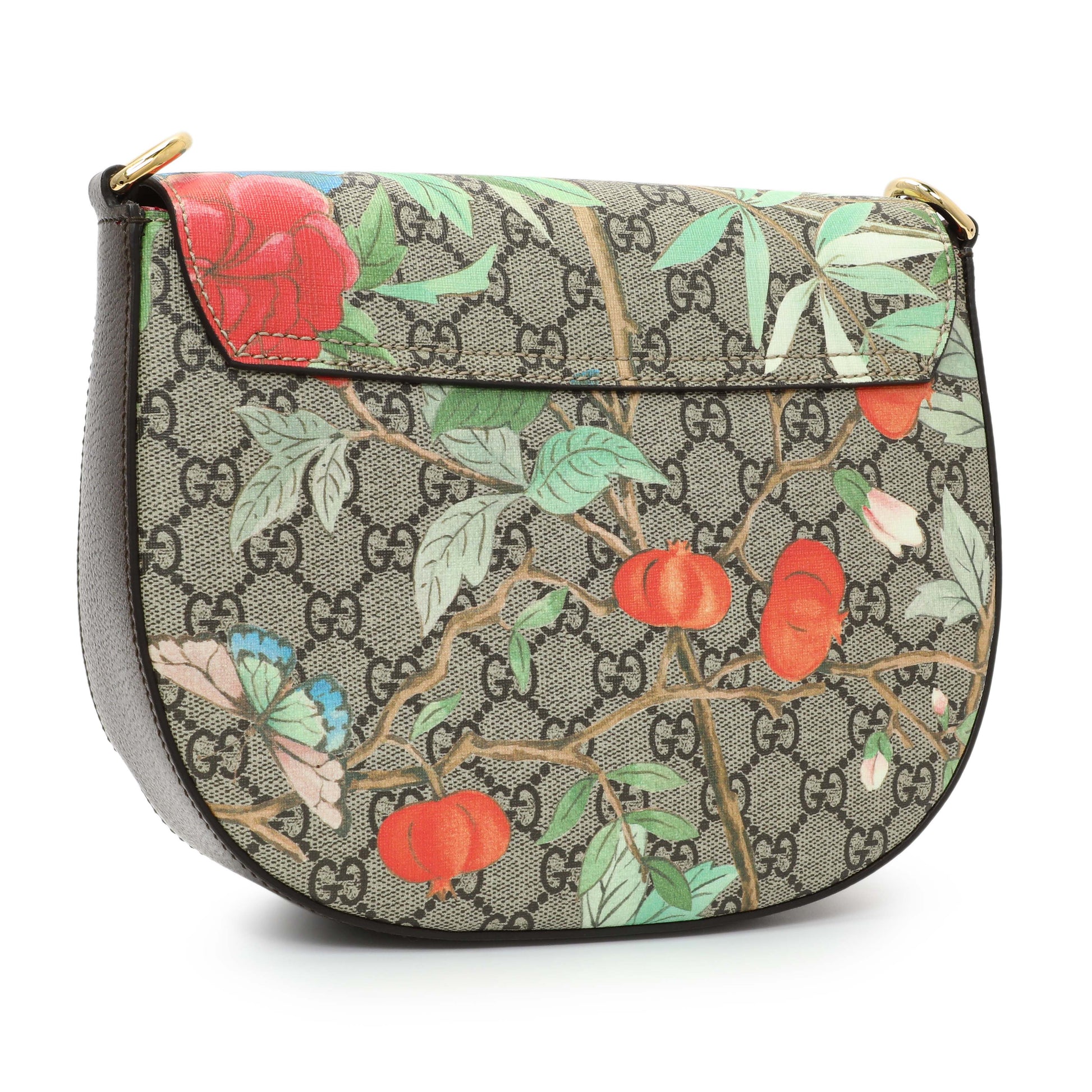 Exclusive Gucci GG Supreme Monogram Tian Web Medium Padlock Messenger Shoulder Bag — Side View