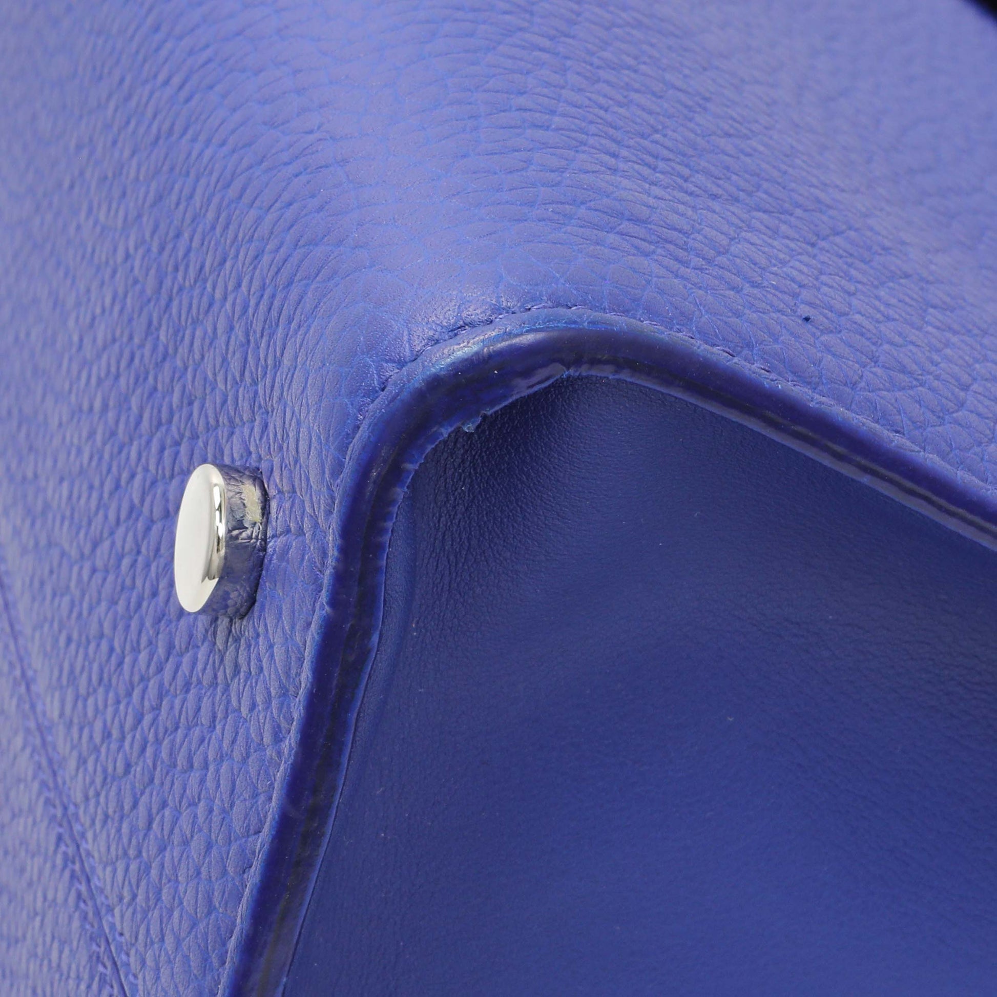 Exclusive Christian Dior Blue Bullcalf Medium Diorever Flap — Detail View