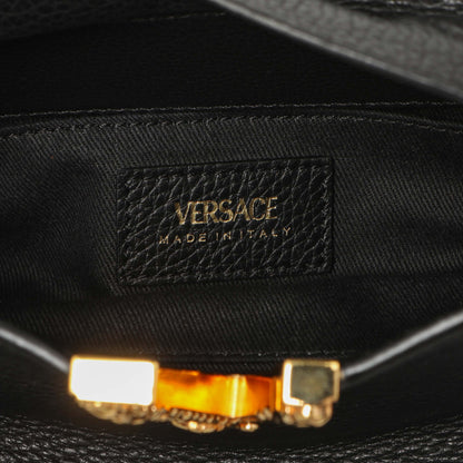 Exclusive Versace Black Calfskin Virtus Hobo — Detail View