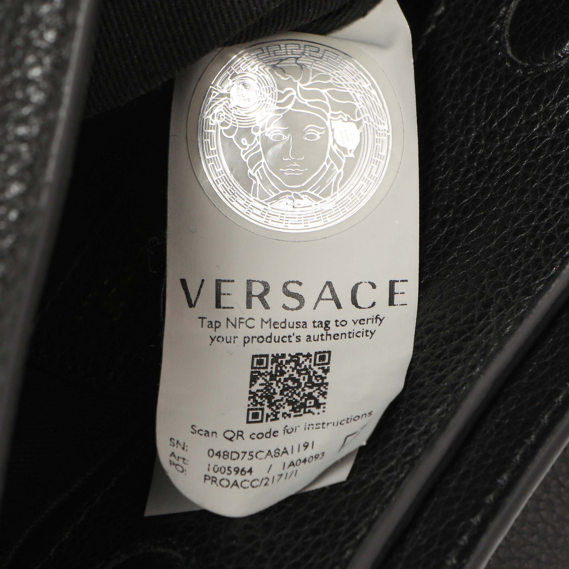 Exclusive Versace Black Calfskin Virtus Hobo — Lifestyle View