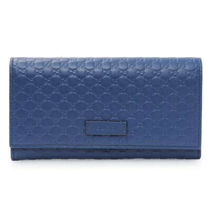 Exclusive Gucci Blue Microguccissima Long Wallet — Front View