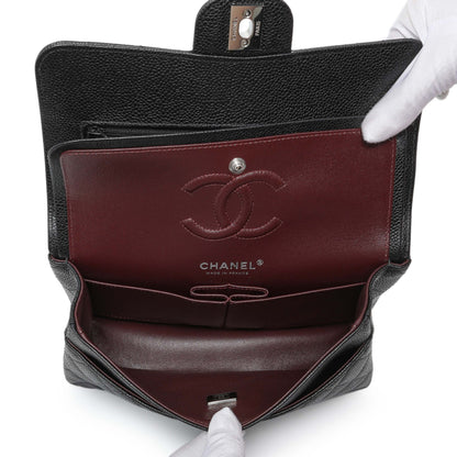 Exclusive Chanel Black Quilted Caviar Small Classic Double Flap — Top View