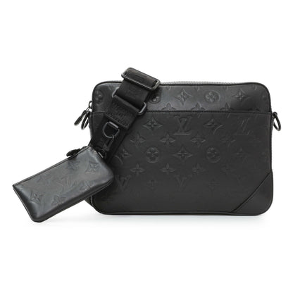 Exclusive Louis Vuitton Black Calfskin Monogram Shadow Duo Messenger — Front View