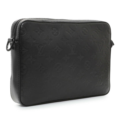 Exclusive Louis Vuitton Black Calfskin Monogram Shadow Duo Messenger — Side View