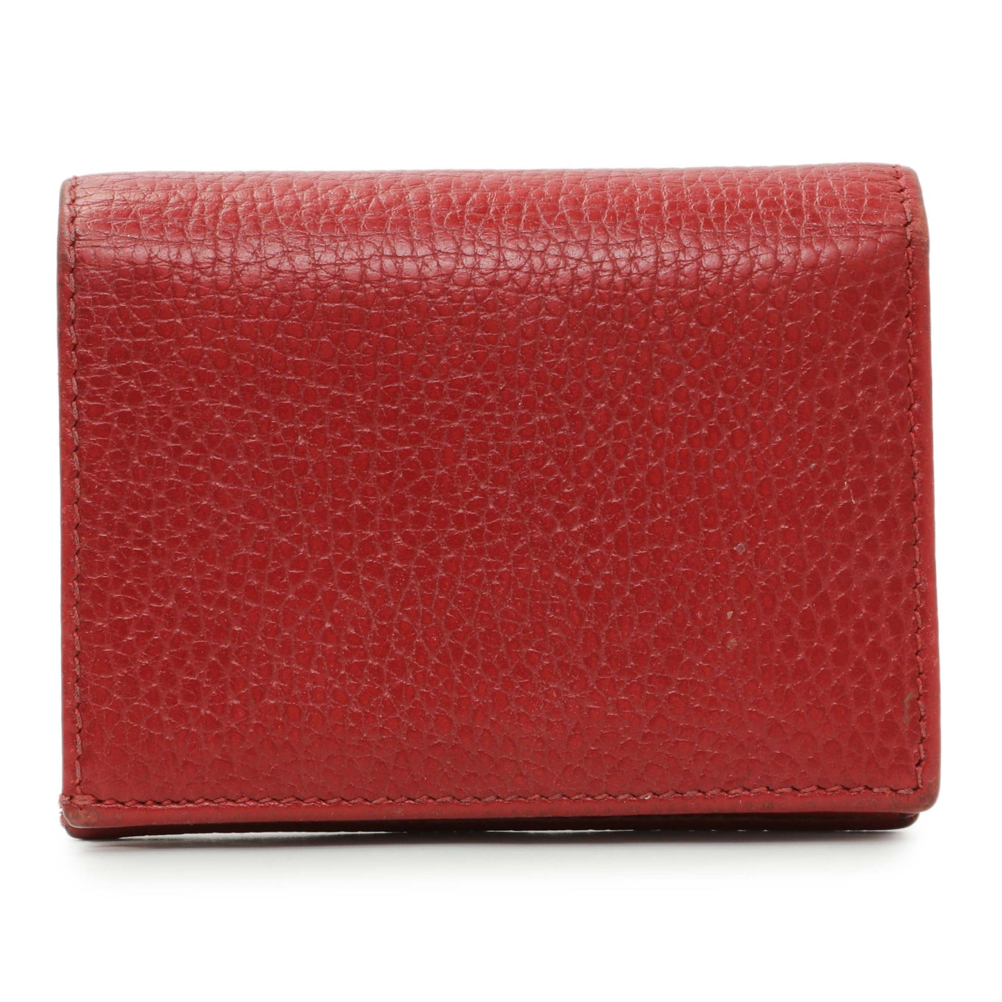 Exclusive Gucci Red Pebbled Calfskin Marmont Card Wallet — Side View