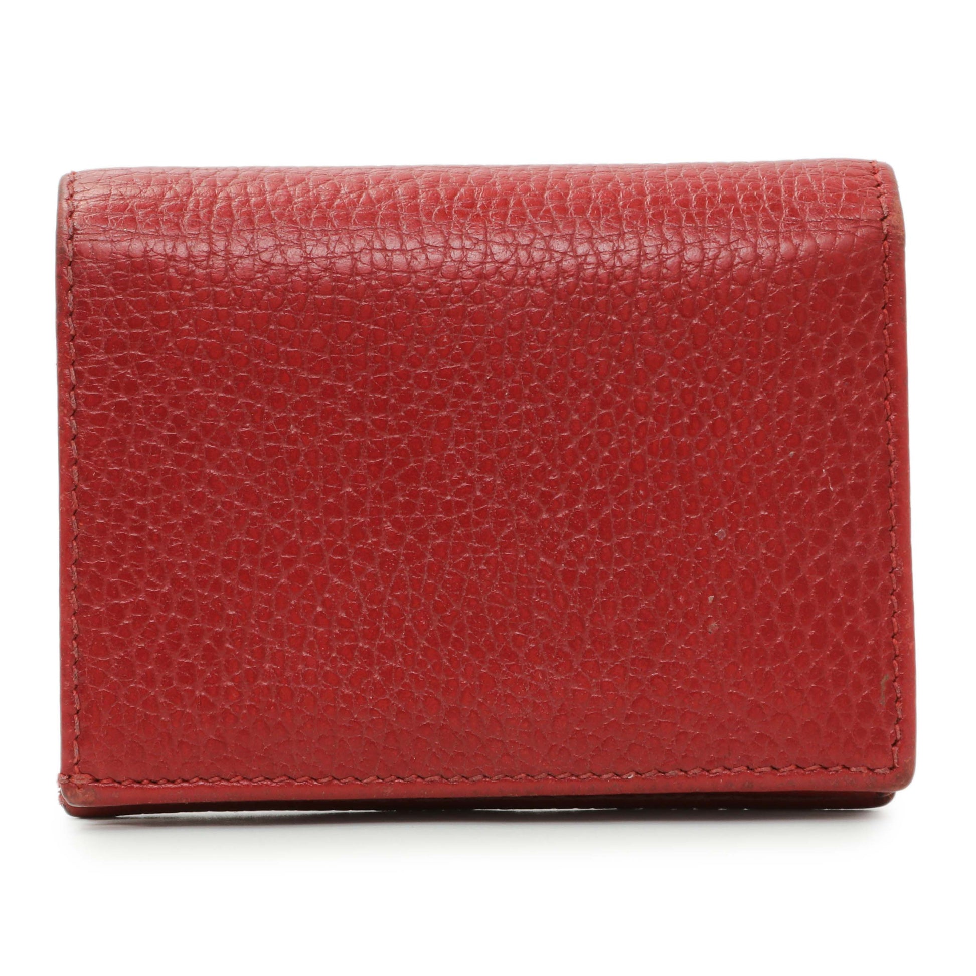 Exclusive Gucci Red Pebbled Calfskin Marmont Card Wallet — Side View