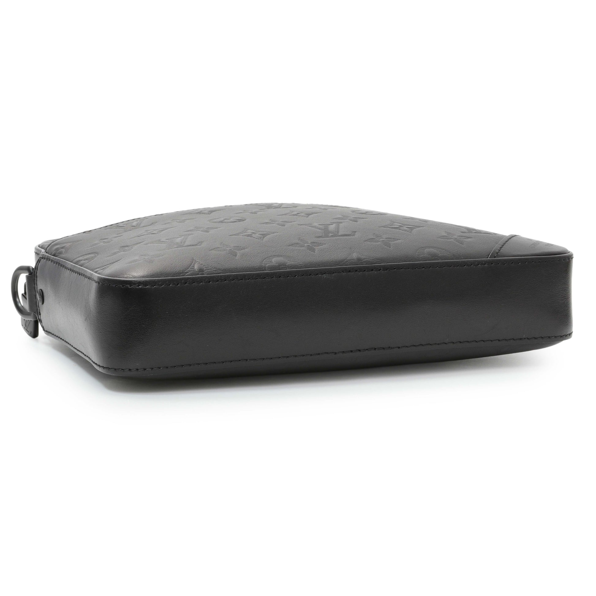 Exclusive Louis Vuitton Black Calfskin Monogram Shadow Duo Messenger — Back View