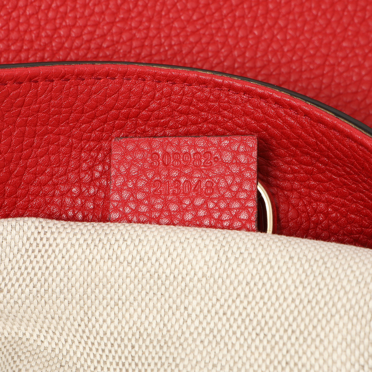 Exclusive Gucci Red Pebbled Calfskin Medium Soho Chain Shoulder Bag — Lifestyle View