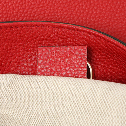 Exclusive Gucci Red Pebbled Calfskin Medium Soho Chain Shoulder Bag — Lifestyle View