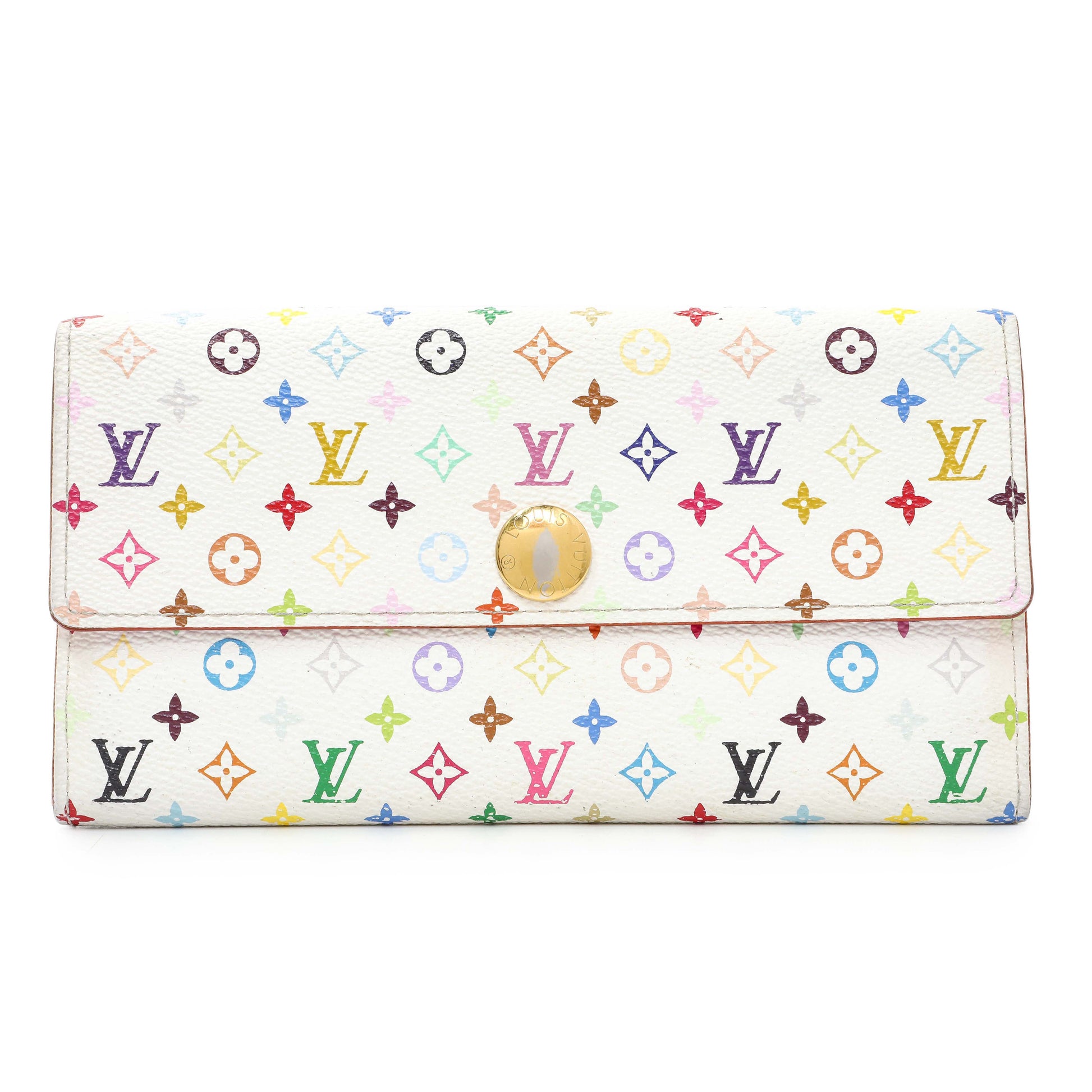 Exclusive Louis Vuitton White Multicolor Sarah Wallet — Front View