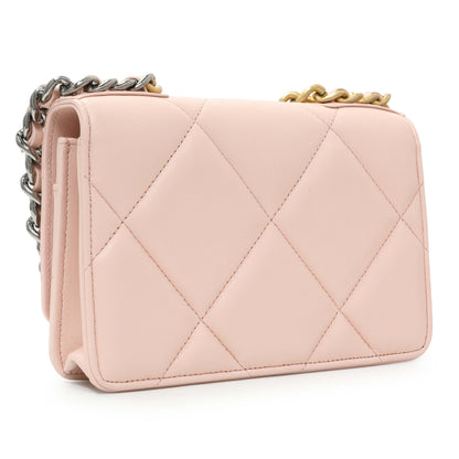 Exclusive Chanel Pink Quilted Lambskin Chanel 19 Wallet on Chain — Back View