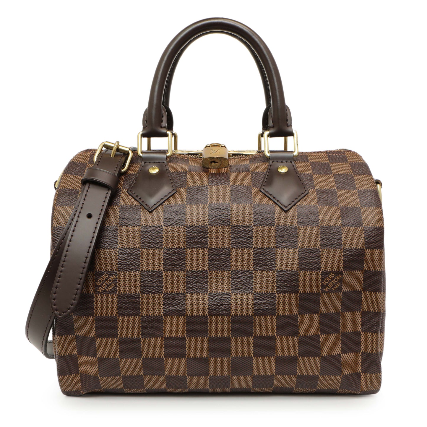 Exclusive Louis Vuitton Damier Ebene Speedy Bandouliere 25 — Front View