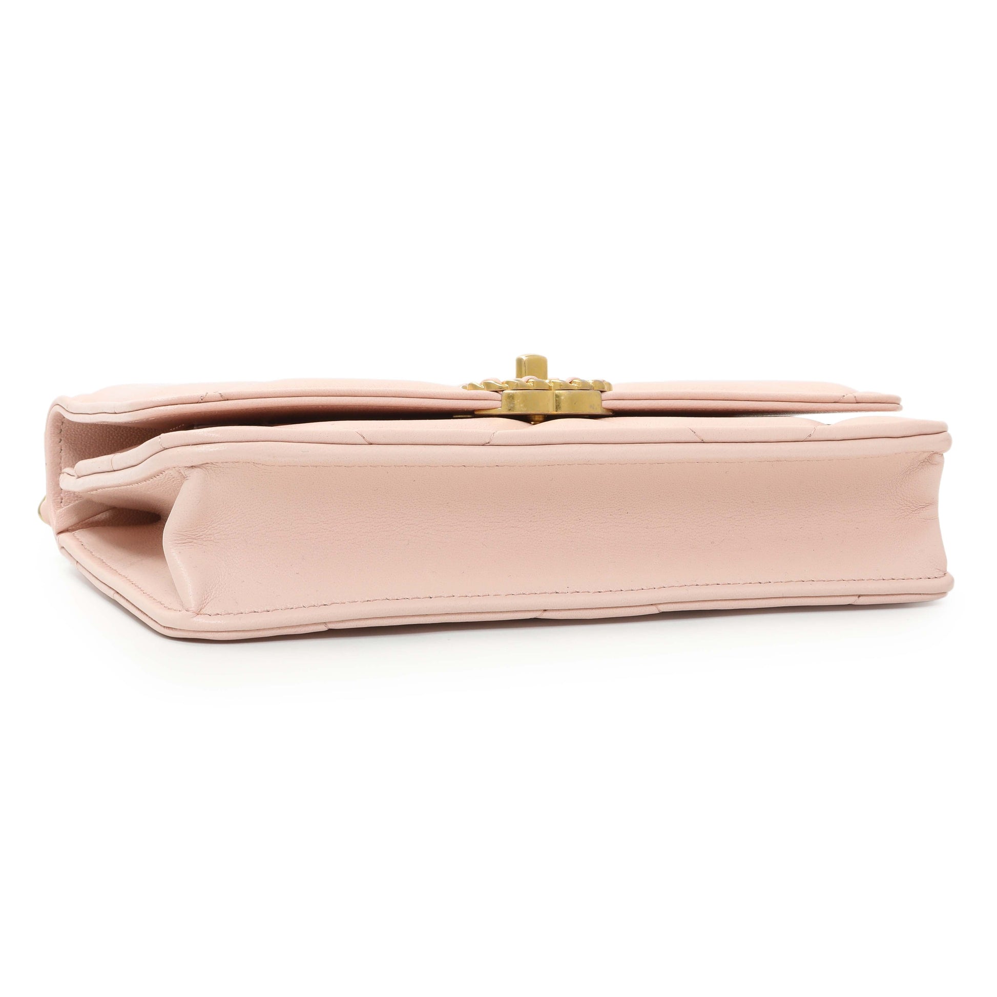 Exclusive Chanel Pink Quilted Lambskin Chanel 19 Wallet on Chain — Top View