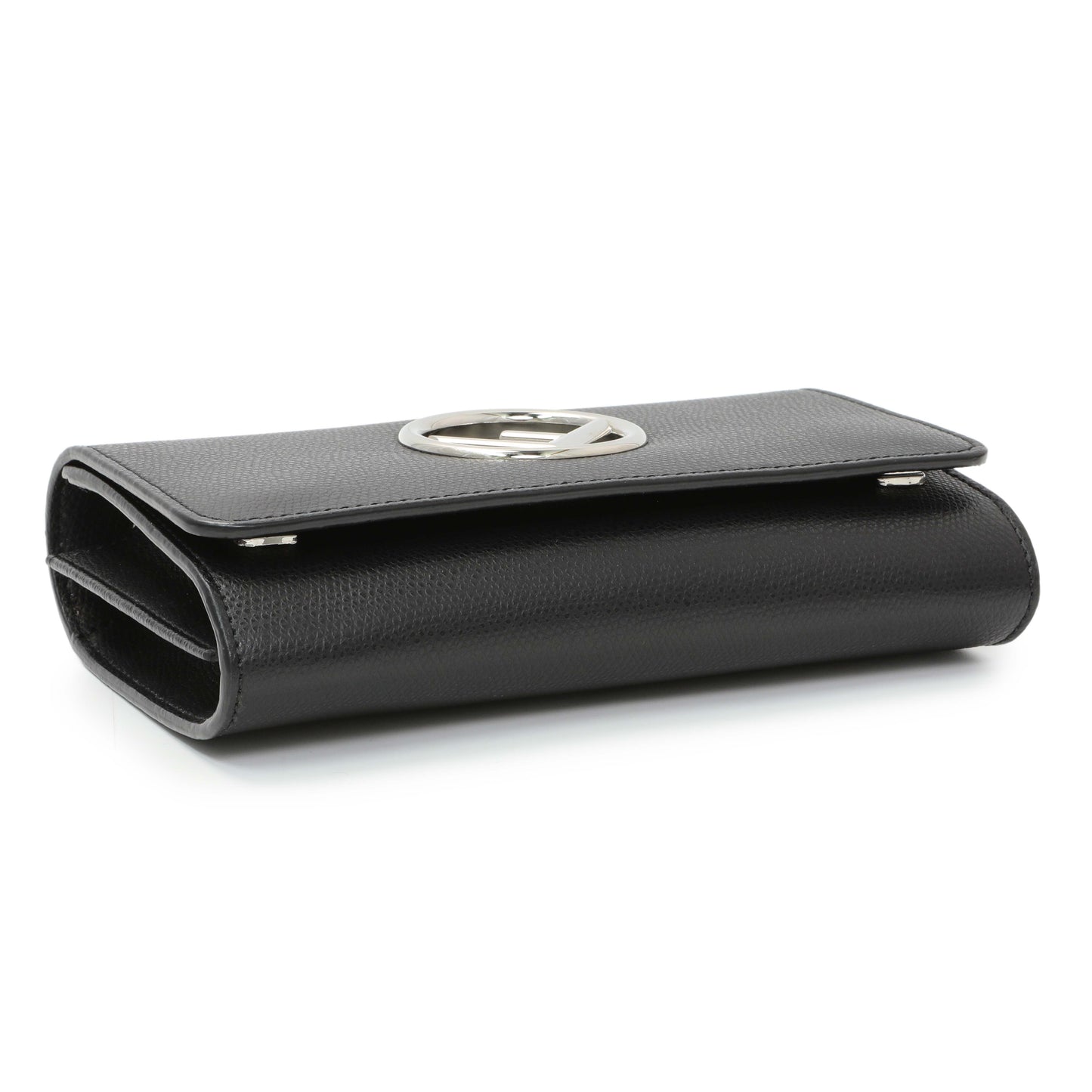 Exclusive Fendi Black Calfskin F is Fendi Kan I Wallet On Chain — Back View