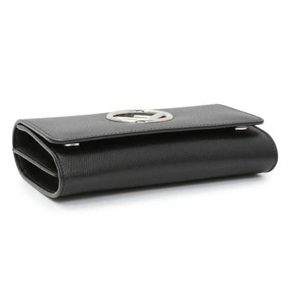 Exclusive Fendi Black Calfskin F is Fendi Kan I Wallet On Chain — Back View
