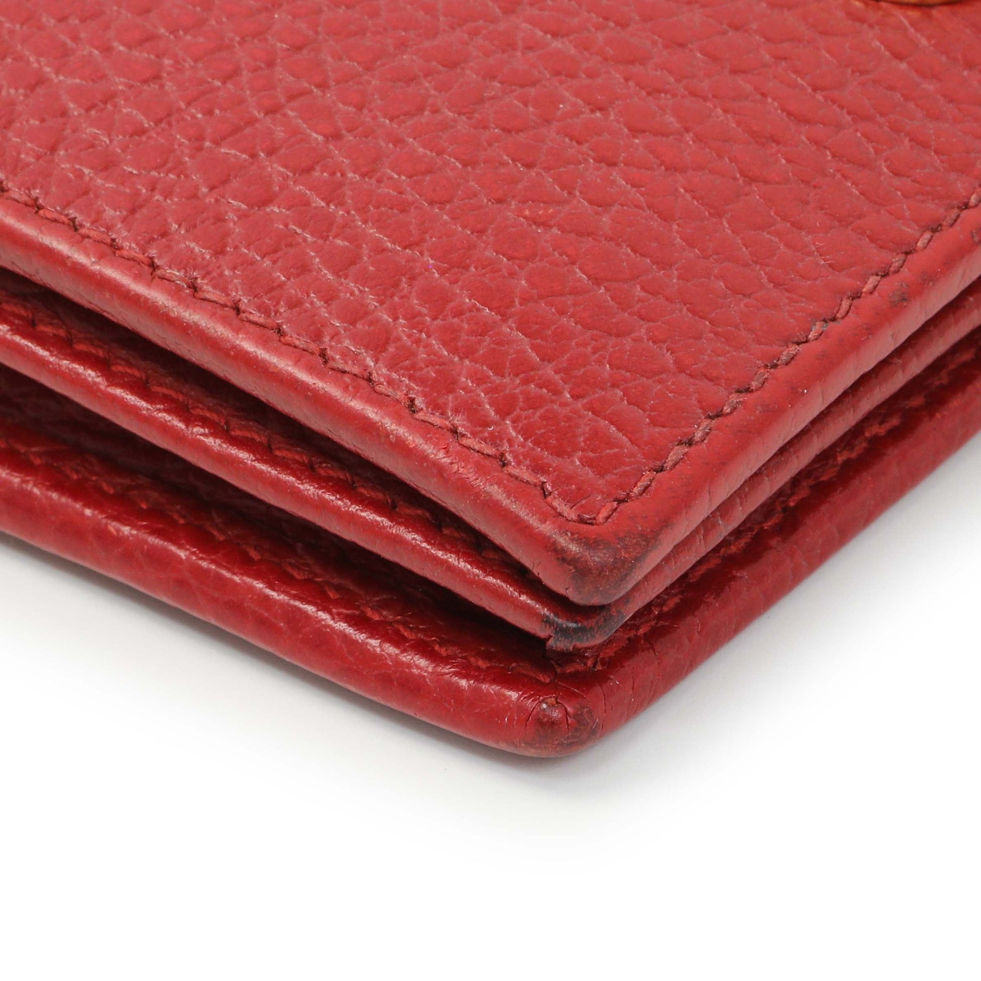 Exclusive Gucci Red Pebbled Calfskin Marmont Card Wallet — Top View