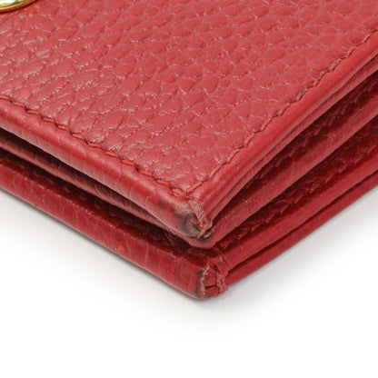 Exclusive Gucci Red Pebbled Calfskin Marmont Card Wallet — Detail View