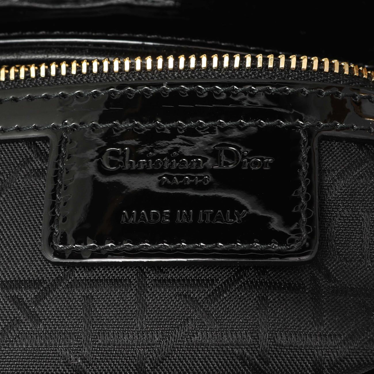 Exclusive Christian Dior Black Patent Cannage Large Lady Dior — Detail View