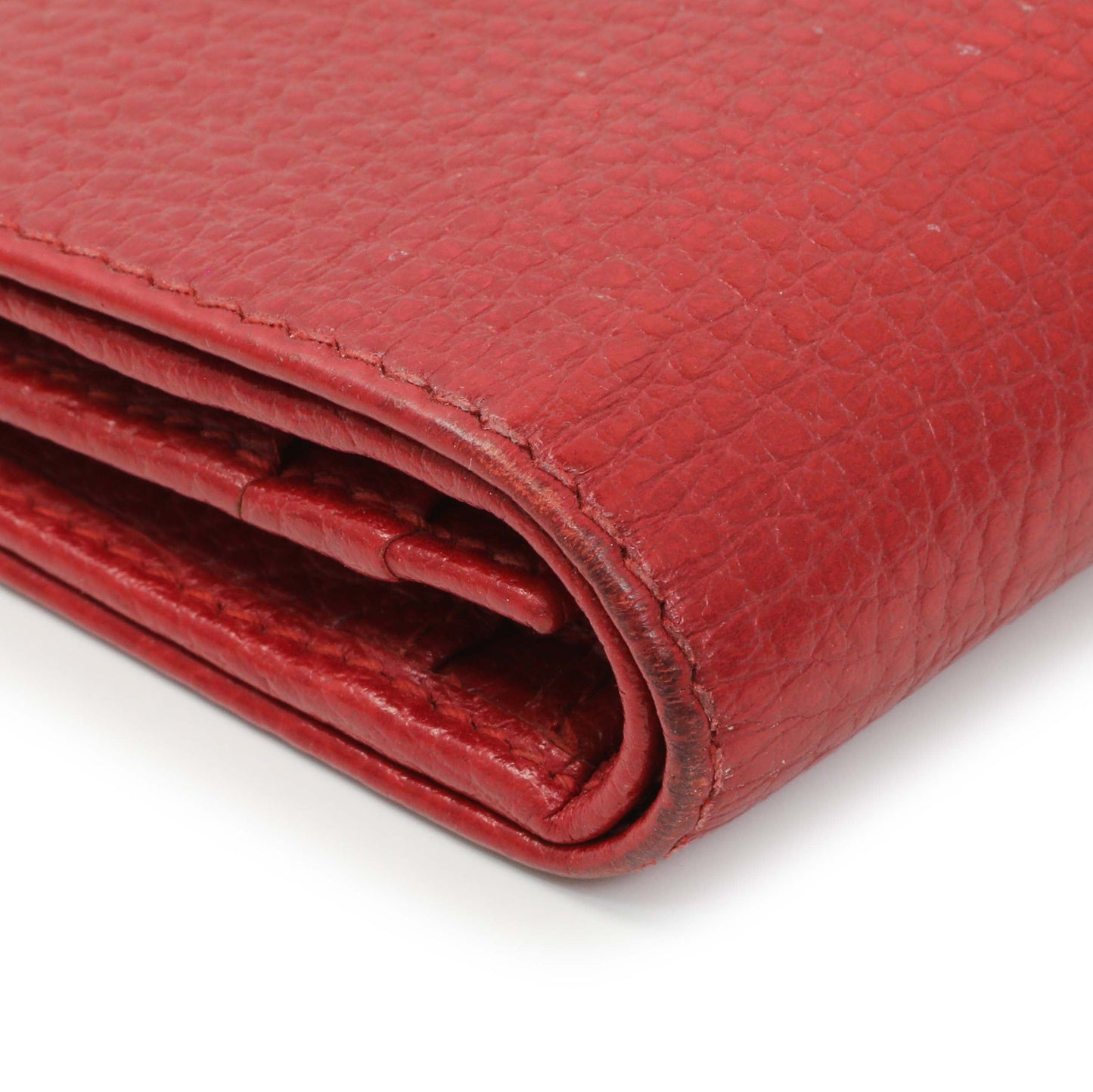 Exclusive Gucci Red Pebbled Calfskin Marmont Card Wallet — Lifestyle View