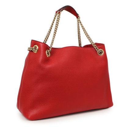 Exclusive Gucci Red Pebbled Calfskin Medium Soho Chain Shoulder Bag — Side View