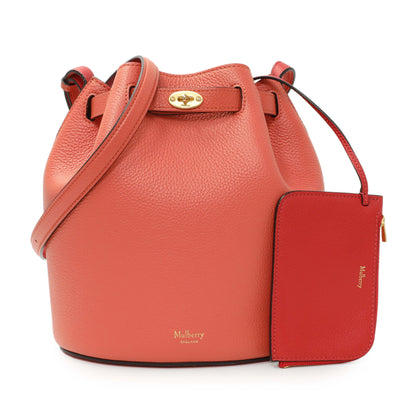 Exclusive Mulberry Coral Grained Calfskin Abbey Bucket Bag — Front View