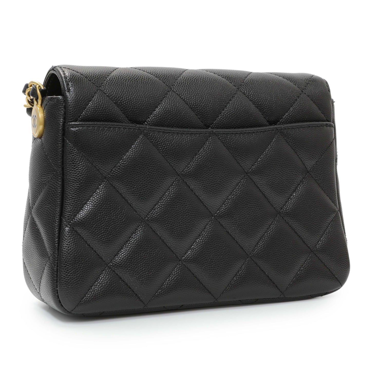 Exclusive Chanel Black Caviar Seasonal Mini Flap — Side View