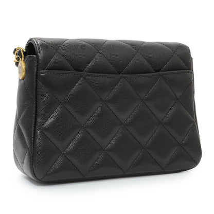 Exclusive Chanel Black Caviar Seasonal Mini Flap — Side View