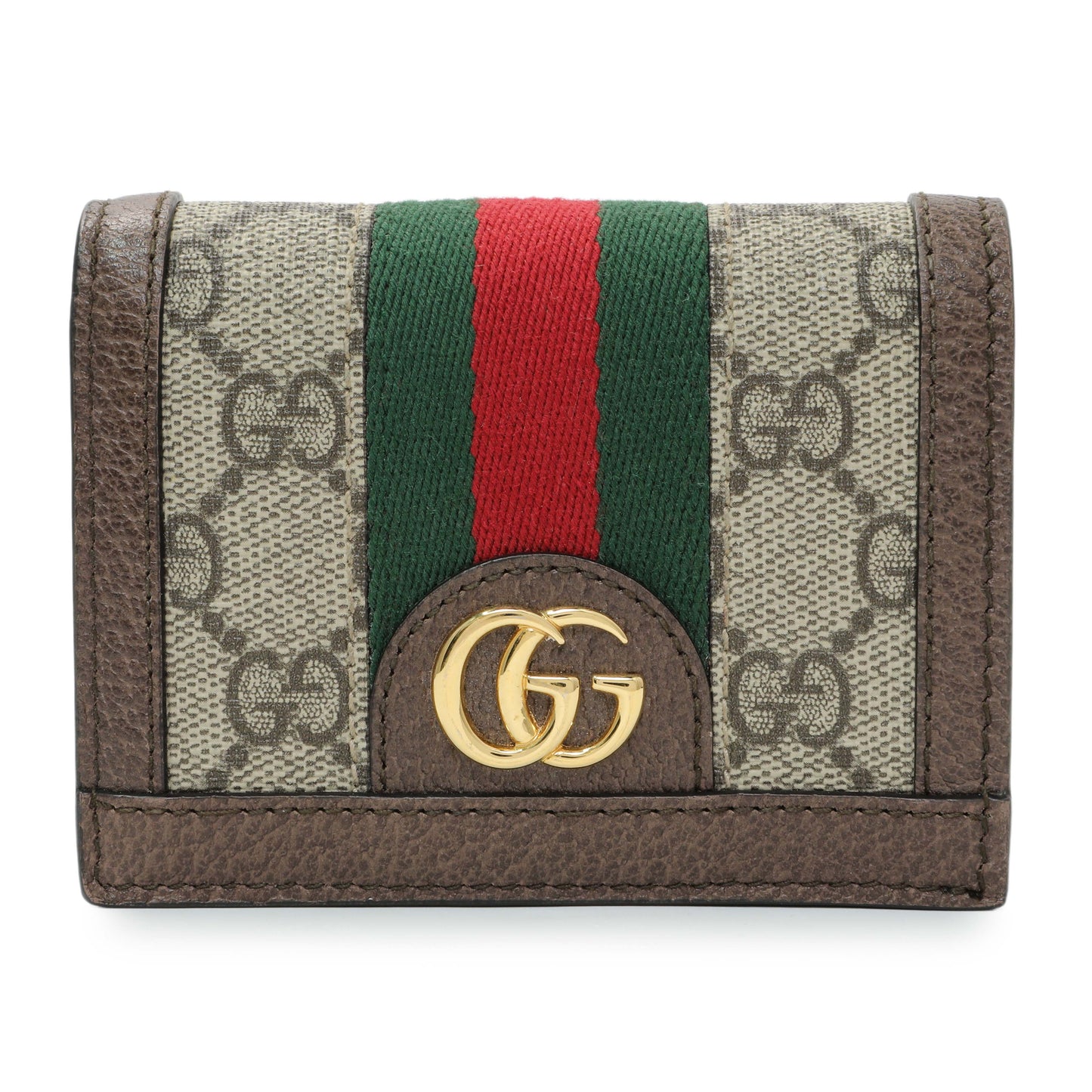 Exclusive Gucci GG Supreme Monogram Web Ophidia Card Case — Front View