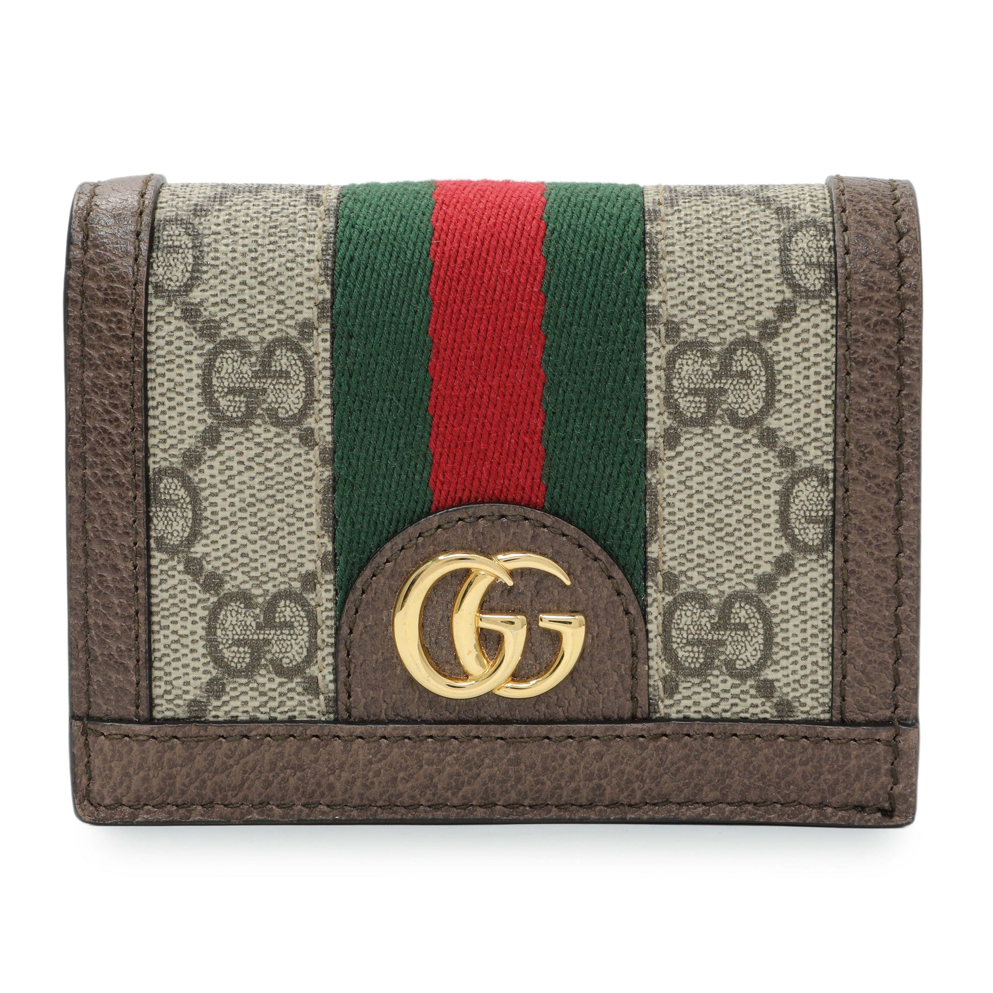 Exclusive Gucci GG Supreme Monogram Web Ophidia Card Case — Front View