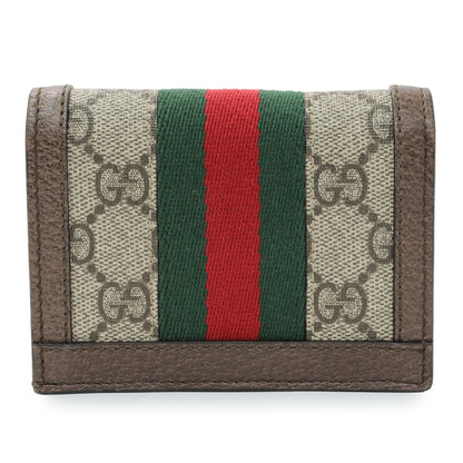 Exclusive Gucci GG Supreme Monogram Web Ophidia Card Case — Side View