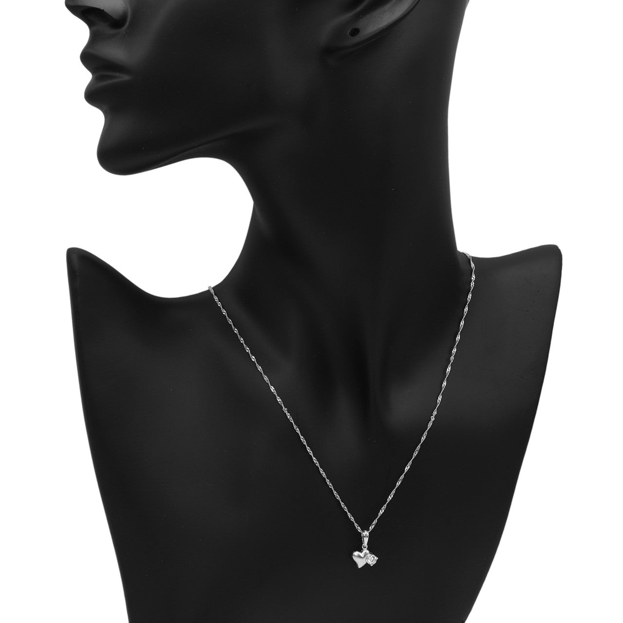 Exclusive 18K White Gold 0.16 Carat Diamond Heart Pendant — Back View