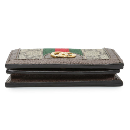 Exclusive Gucci GG Supreme Monogram Web Ophidia Card Case — Back View