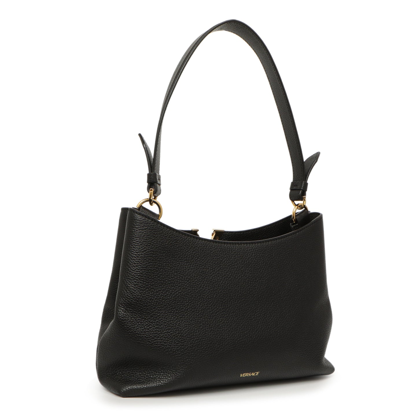 Exclusive Versace Black Calfskin Virtus Hobo — Side View