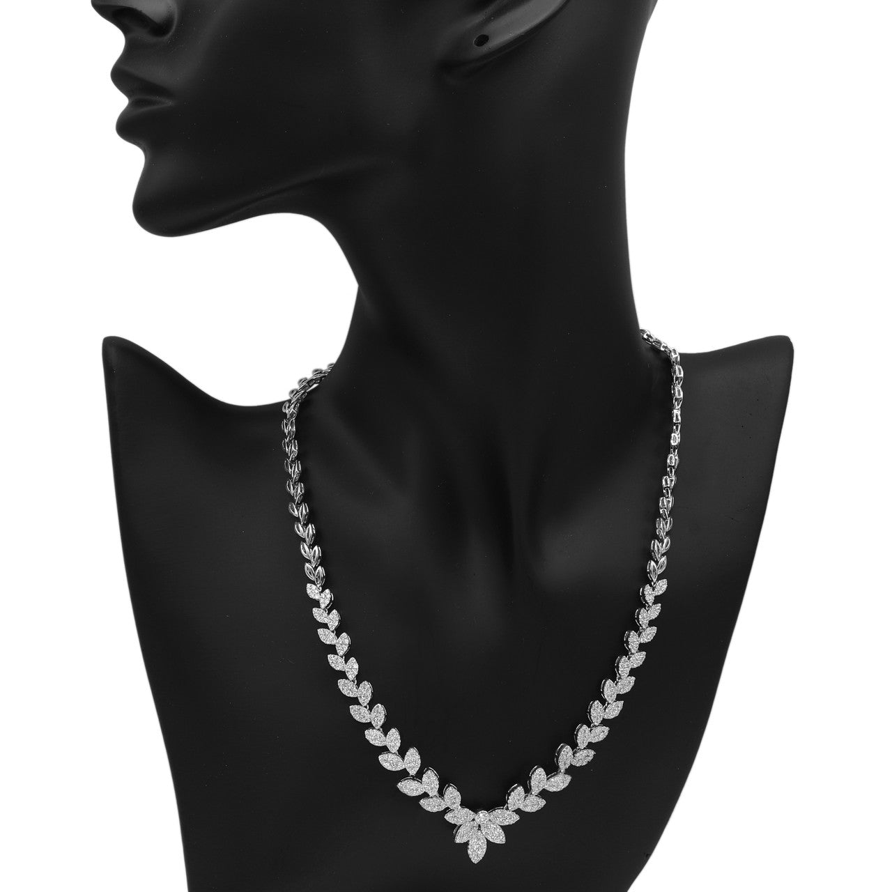 Exclusive 18K White Gold 6.05 Carat Diamond Leaf Necklace — Back View
