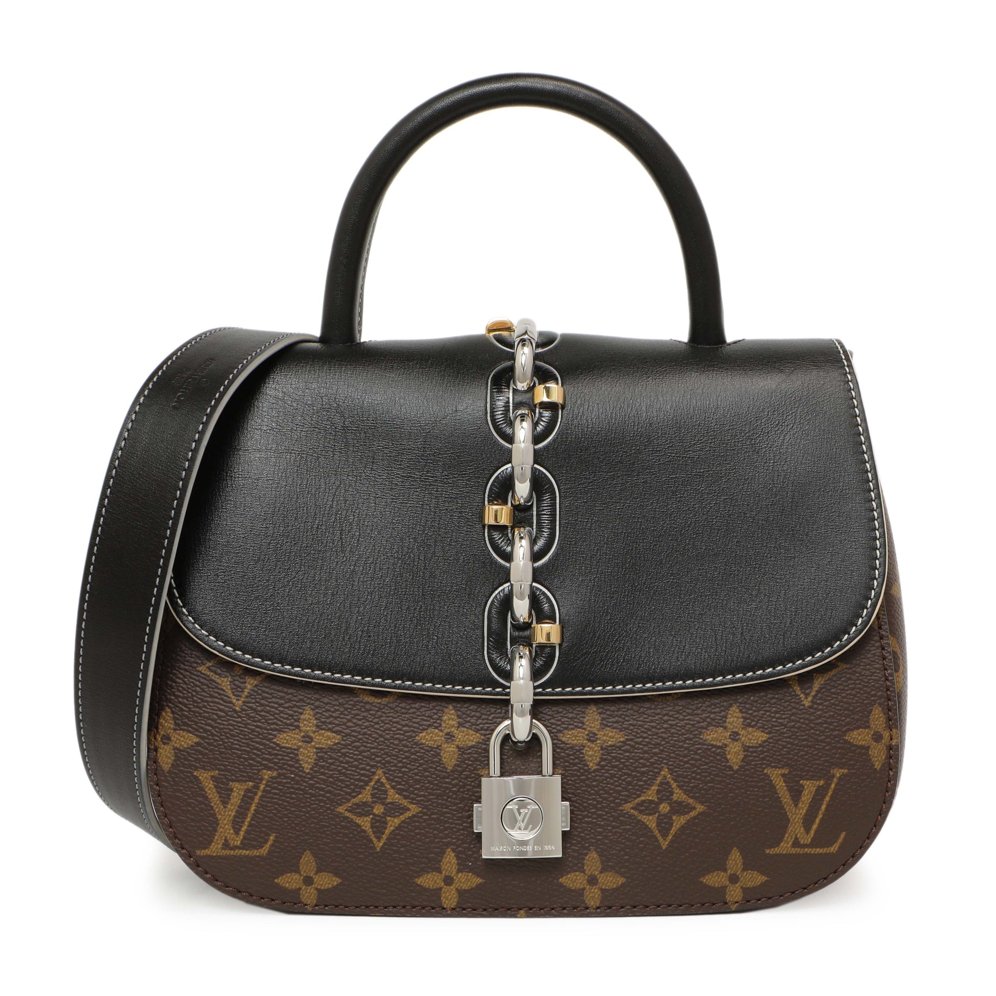 Exclusive Louis Vuitton Black Calfskin Monogram Chain It PM — Front View