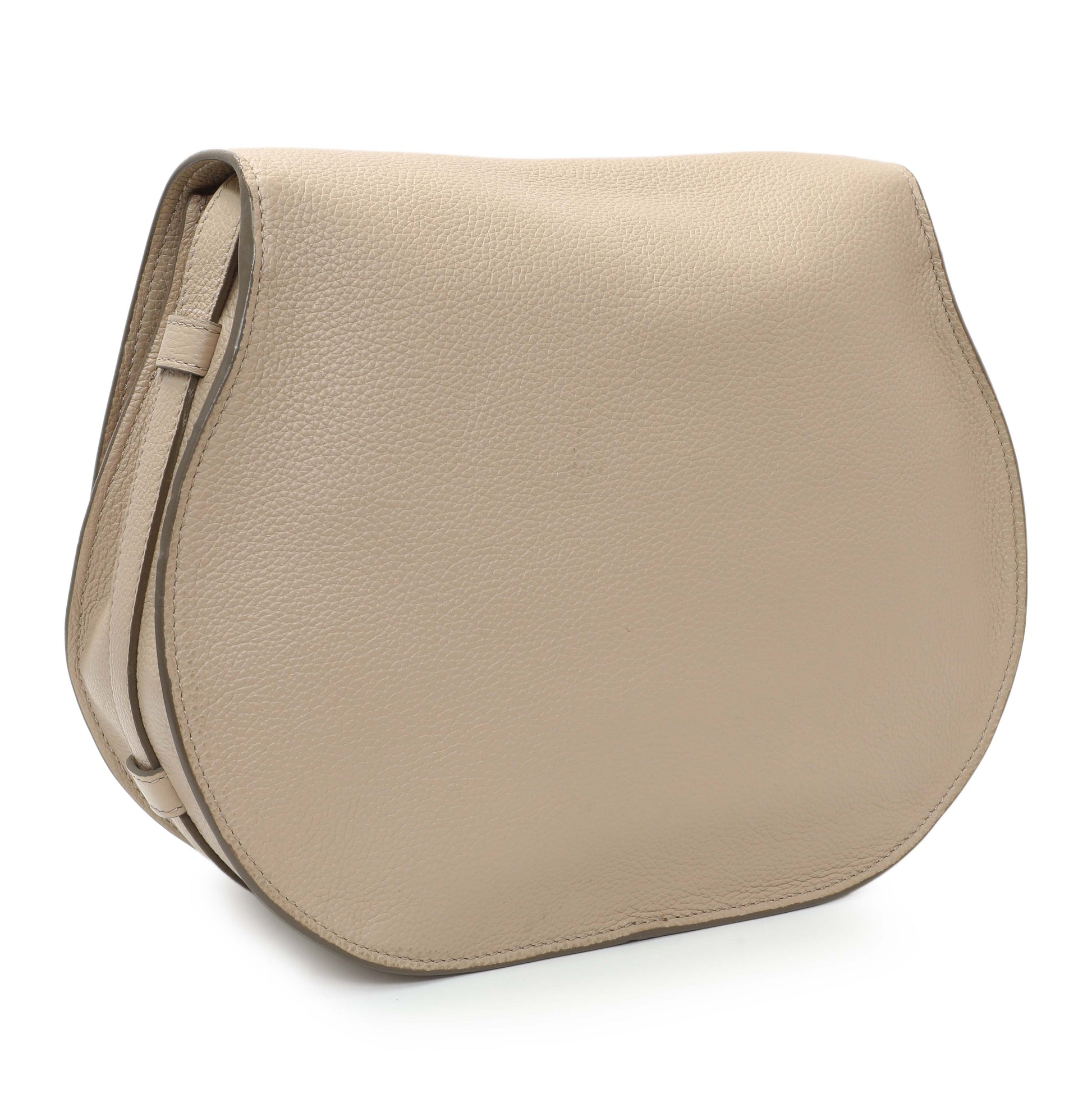 Exclusive Chloe Beige Grained Calfskin Medium Marcie Saddle Bag — Side View