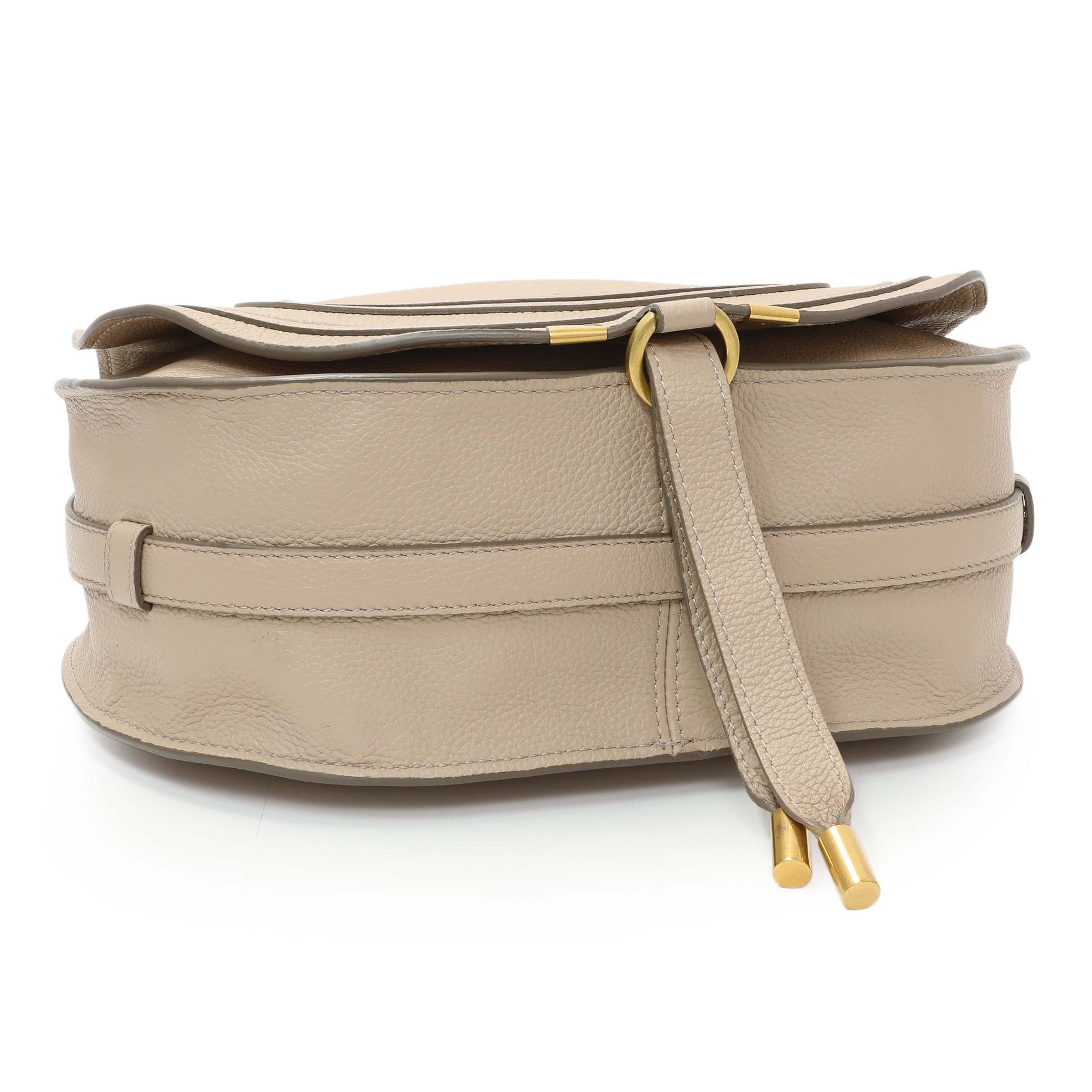 Exclusive Chloe Beige Grained Calfskin Medium Marcie Saddle Bag — Back View