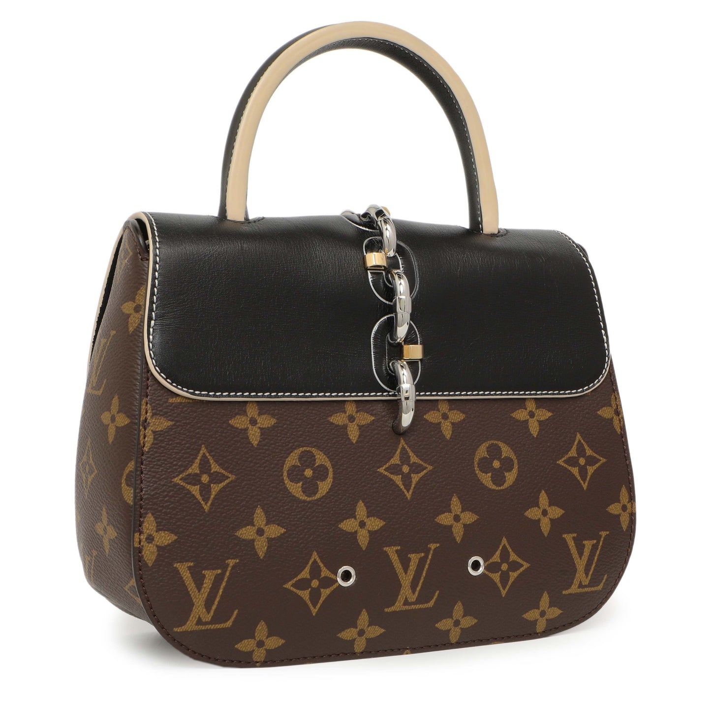 Exclusive Louis Vuitton Black Calfskin Monogram Chain It PM — Side View