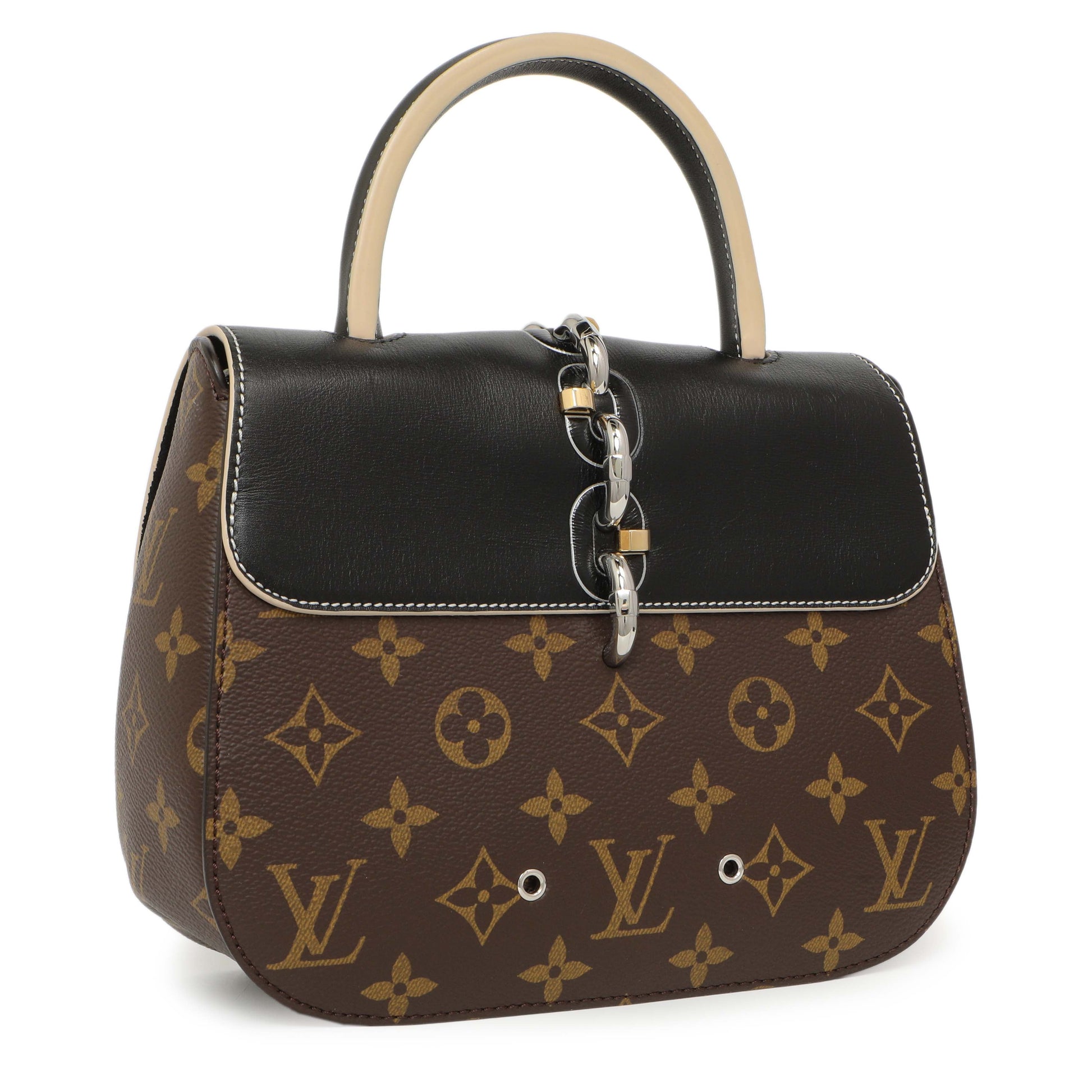 Exclusive Louis Vuitton Black Calfskin Monogram Chain It PM — Side View