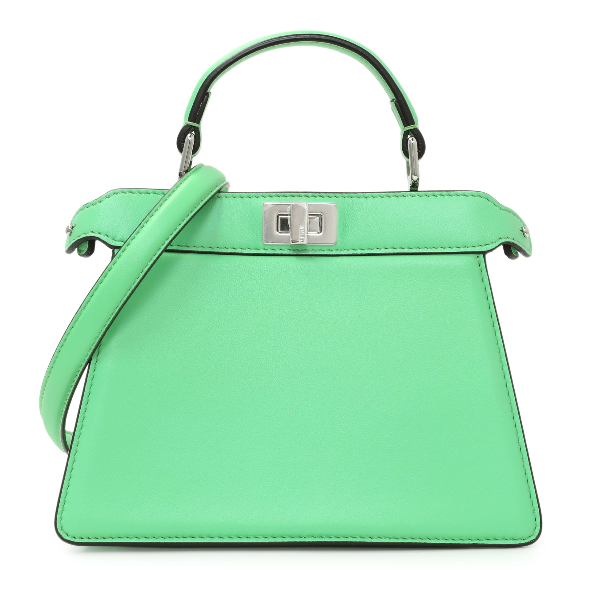 Exclusive Fendi Edamame Shiny Nappa Petite Peekaboo I SEE U Satchel — Front View