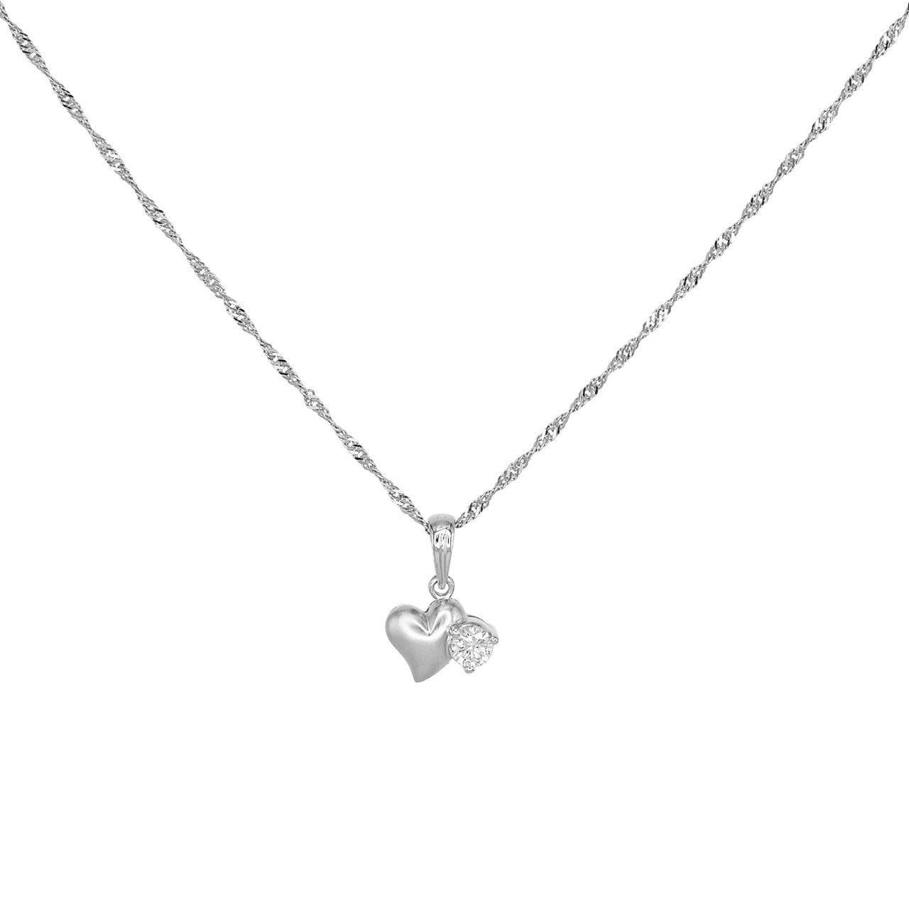 Exclusive 18K White Gold 0.16 Carat Diamond Heart Pendant — Front View