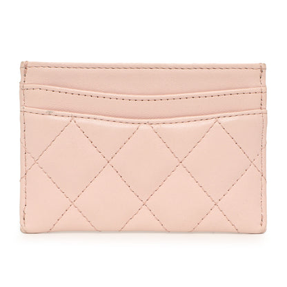 Exclusive Chanel Pink Quilted Lambskin Card Holder — Side View