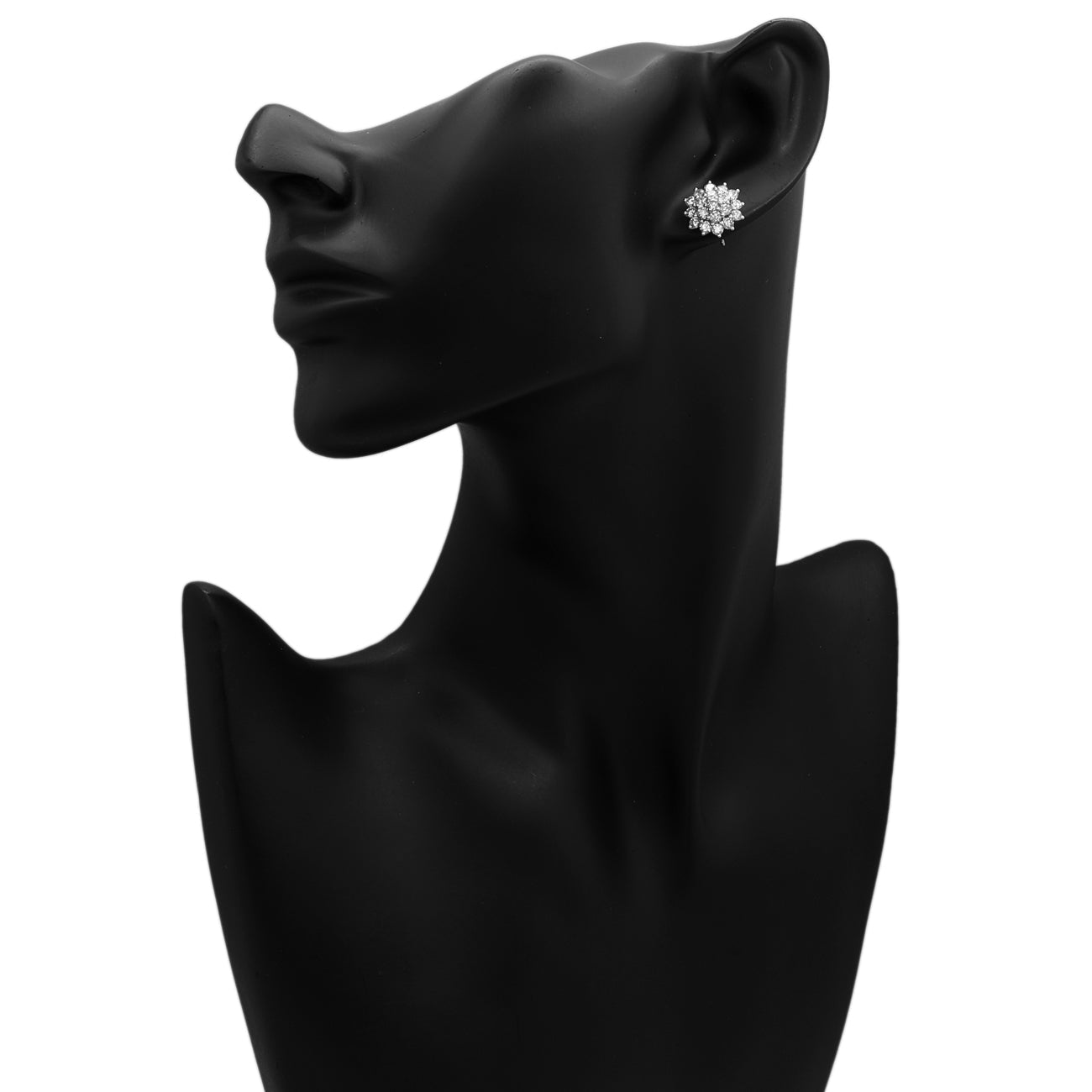 Exclusive 18K White Gold 2.24 Carat Cluster Diamond Earrings — Back View