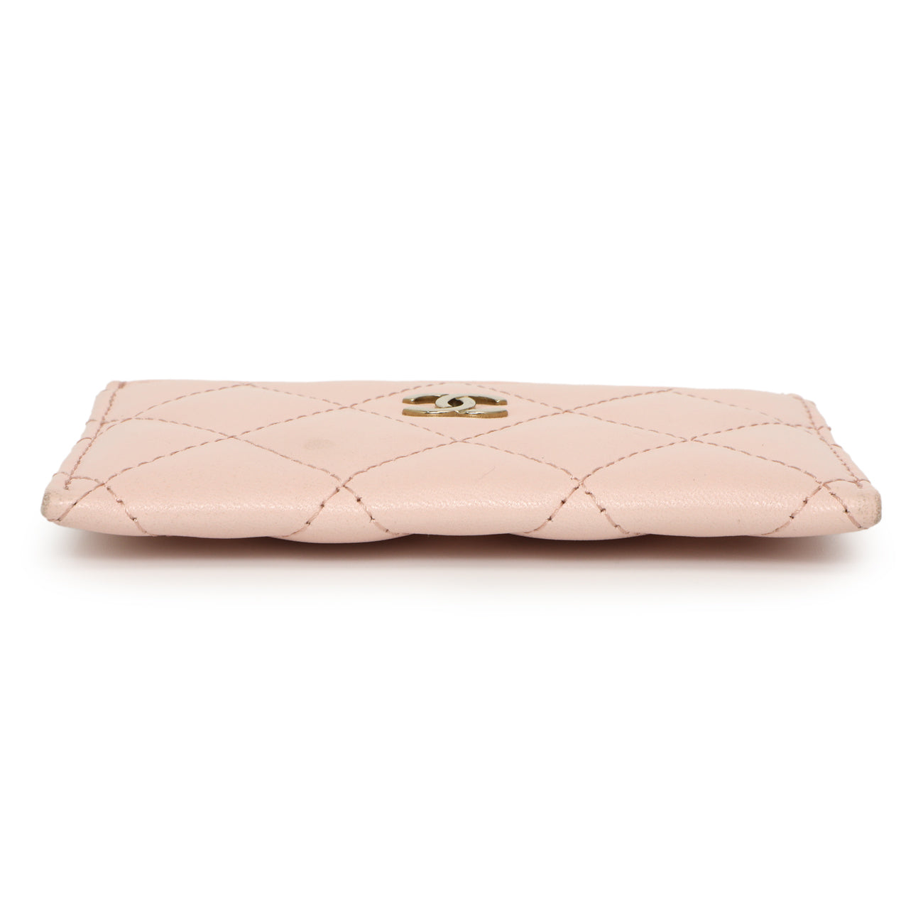 Exclusive Chanel Pink Quilted Lambskin Card Holder — Back View