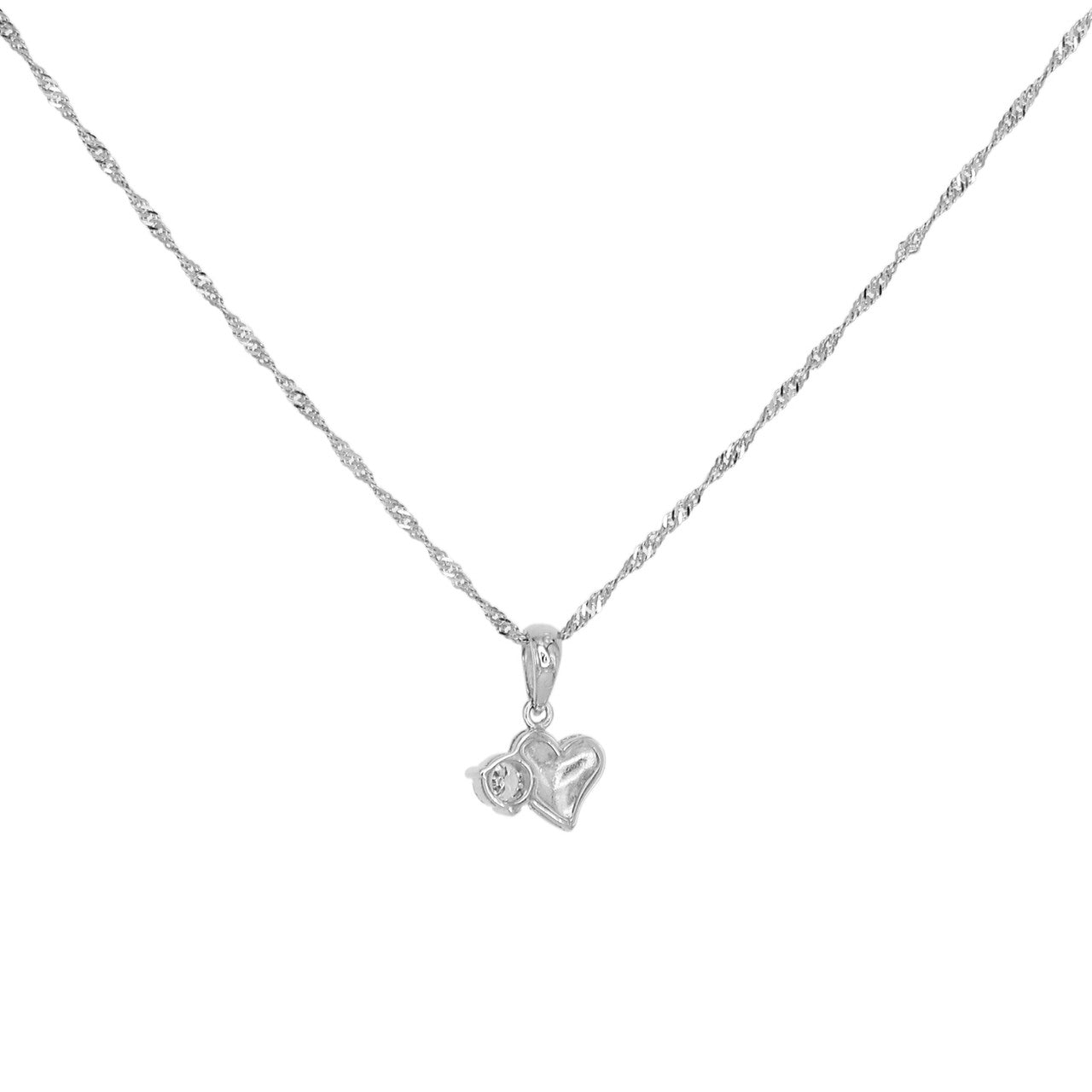 Exclusive 18K White Gold 0.16 Carat Diamond Heart Pendant — Side View