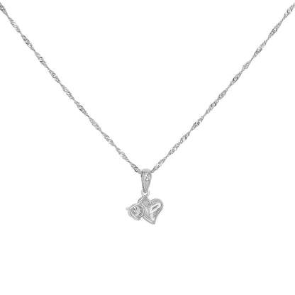 Exclusive 18K White Gold 0.16 Carat Diamond Heart Pendant — Side View