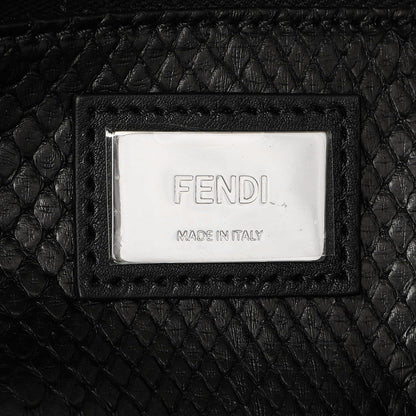 Exclusive Fendi Black Vitello Seta Snakeskin Crocodile Monster Eyes Medium Peekaboo Iconic Satchel — Alternate View 9