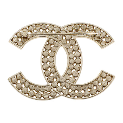 Exclusive Chanel Black Crystal CC Brooch — Side View