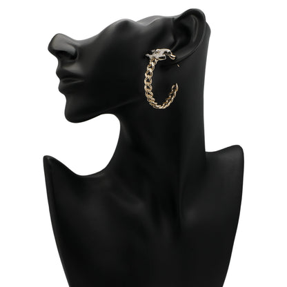 Exclusive Chanel Crystal CC Chain Hoop Earrings — Back View